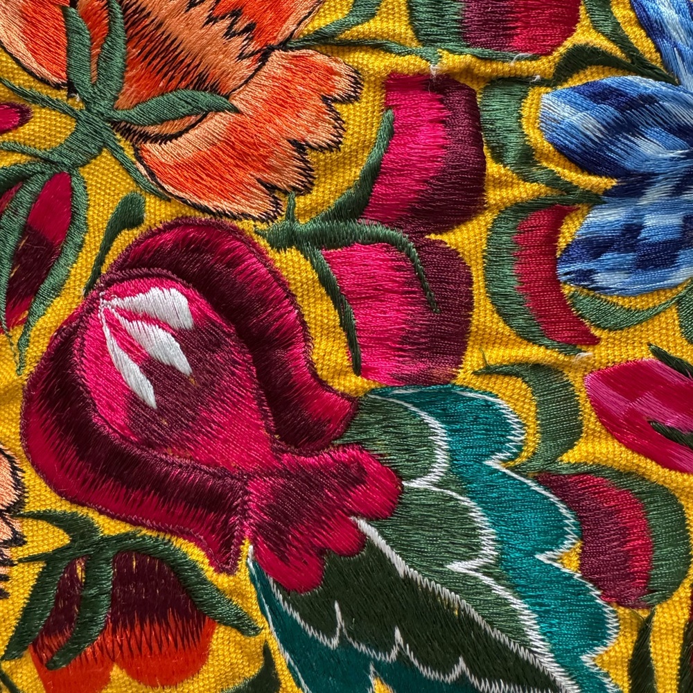 Vibrant Floral Embroidered Pillow - Picture 2 of 4